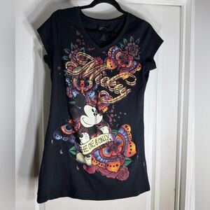 Disney Mickey Mouse The One and Only Tattoo  Black and Multicolor Tee size L